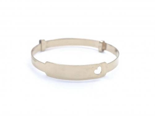 9ct Yellow Gold Cut Out Heart ID Baby Bangle