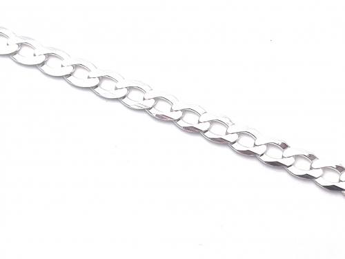 Silver Flat Curb Bracelet 8 inch