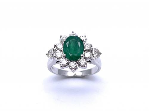 14ct Emerald & Diamond Cluster Ring