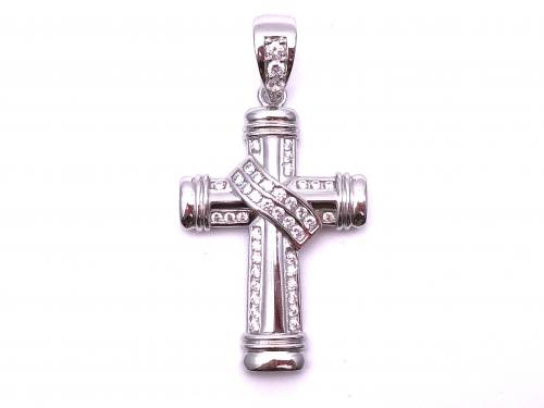 Silver Fancy CZ Cross Pendant