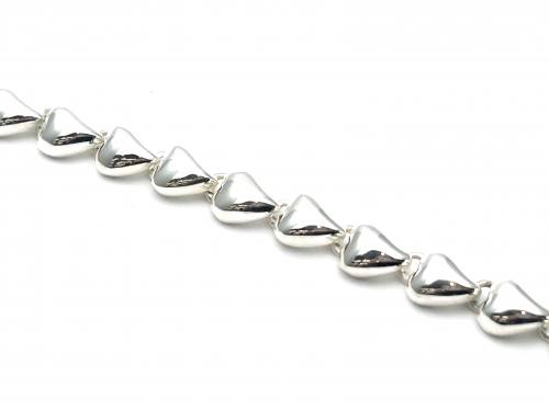 Silver Pebble Heart Bracelet with T Bar Fastener