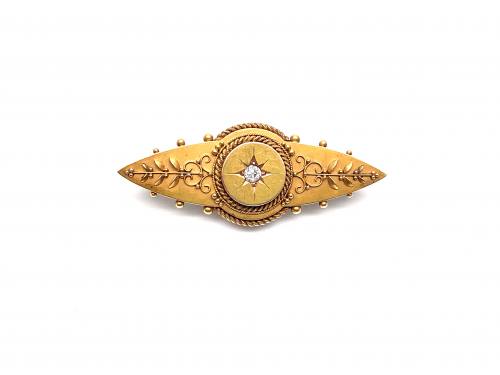 An Old 15ct Yellow Gold Diamond Brooch