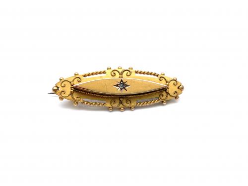 An Old 9ct Yellow Gold Diamond Brooch
