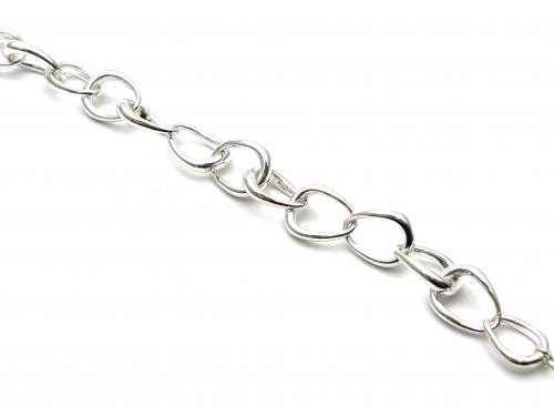 Silver Pebble Link Bracelet with T Bar Fastener
