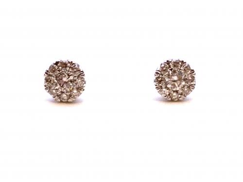 9ct White Gold Diamond Cluster Stud Earrings0.50ct