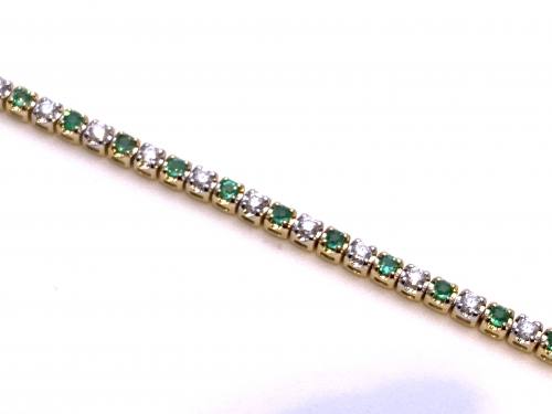 9ct Yellow Gold Emerald & Diamond Tennis Bracelet