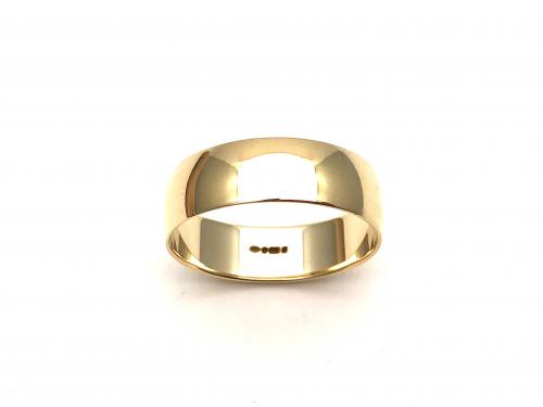 9ct Yellow Gold D Shaped Wedding Ring 7mm