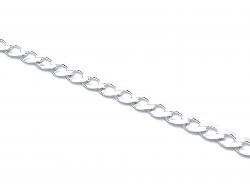 Silver Flat Link Curb Bracelet 7 inches