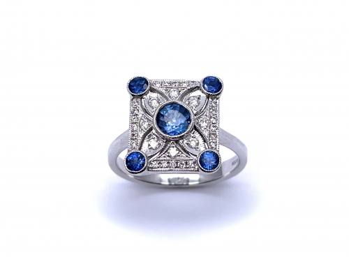 18ct Sapphire & Diamond Square Cluster Ring