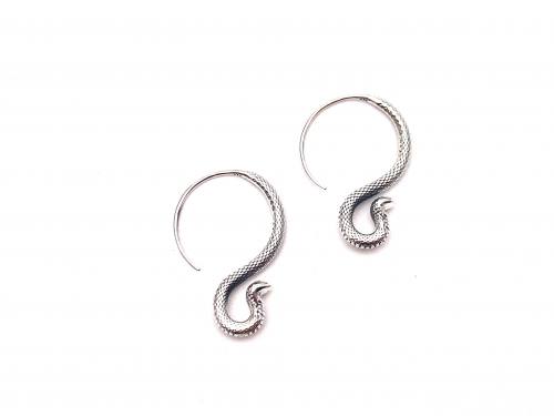 Silver Snake Hook Through Earrings