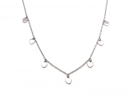 Silver Heart Charm Necklet 16-18 Inch