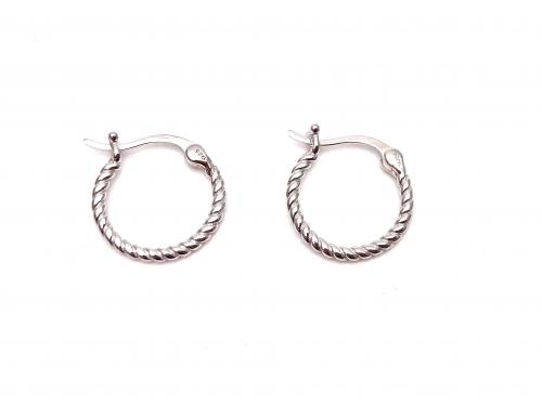 Silver Beaded Hoop Earrings 13mm