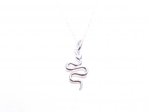 Silver Snake Pendant & Fine Chain 18 Inch
