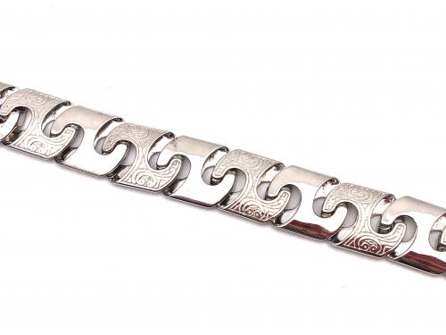 Silver Engraved Bracelet 8 Inches