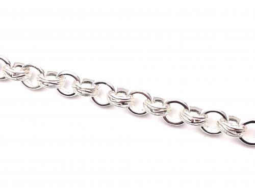 Silver Round Patterned Belcher Bracelet 7 Inch