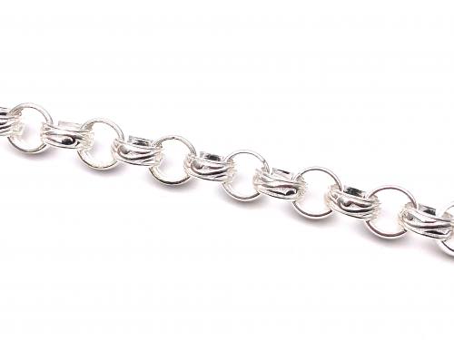 Silver Round Patterned Belcher Bracelet 8 Inch