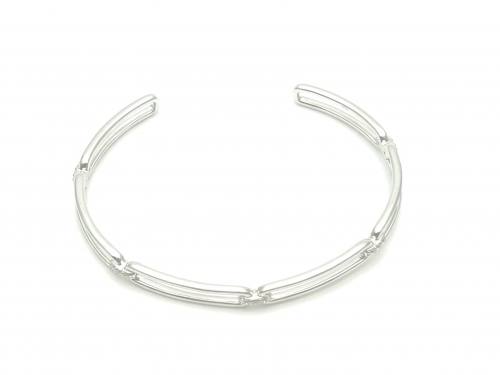 Silver Paperclip Link CZ Torque Bangle 62mm