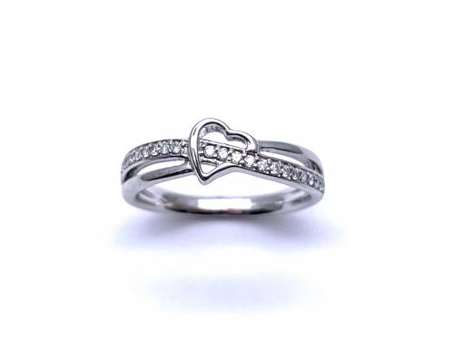 14ct Diamond Love Heart Crossover Ring