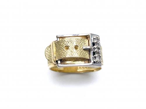 18ct Yellow Gold Diamond Buckle Ring