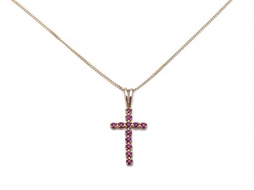 9ct Ruby Cross Pendant and Chain