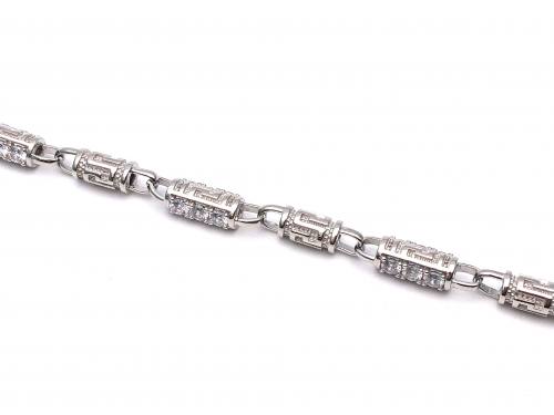 Silver CZ Greek Design Bracelet 8 Inch