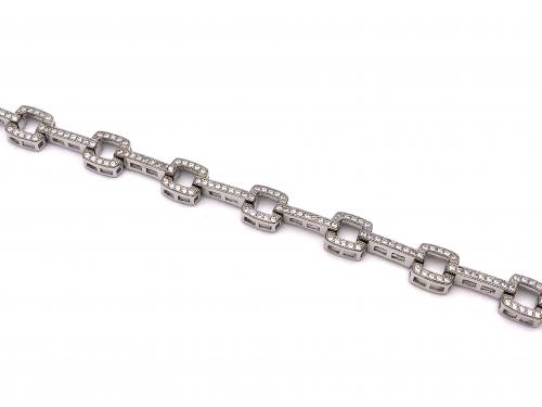 Silver Ladies CZ Fancy Bracelet 7 1/2 Inch