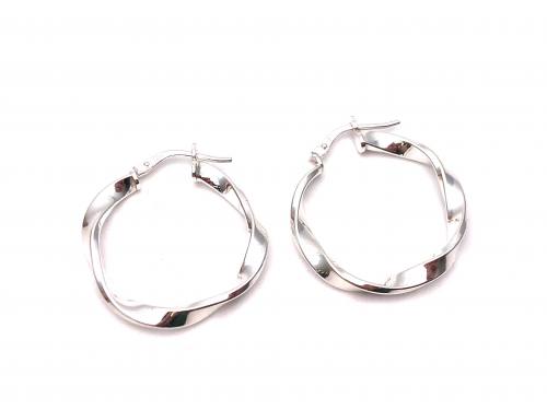 Silver Twisted Hoop Earrings 20mm