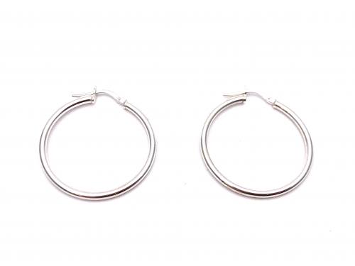 Silver Plain Hoop Earrings 25mm