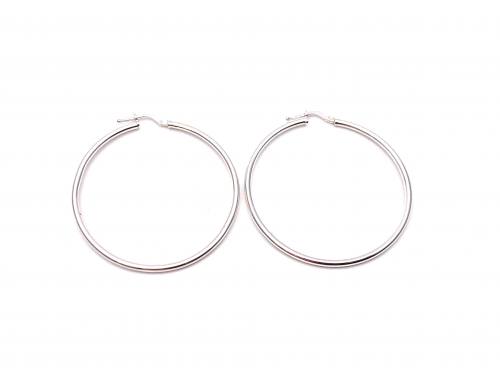Silver Plain Hoop Earrings 40mm