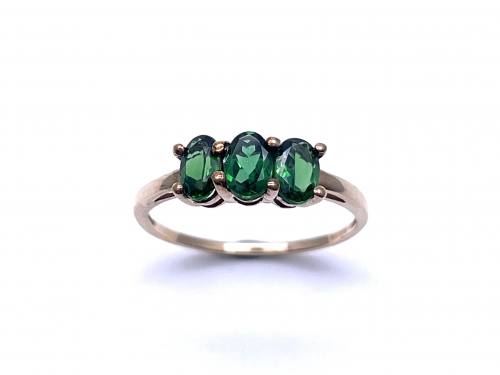 9ct Green Tourmaline 3 Stone Ring