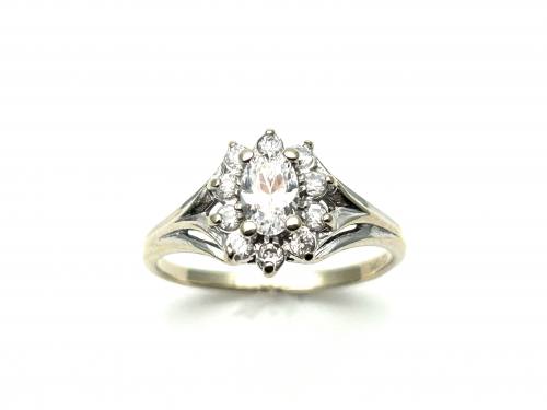 14ct White Gold CZ Cluster Ring