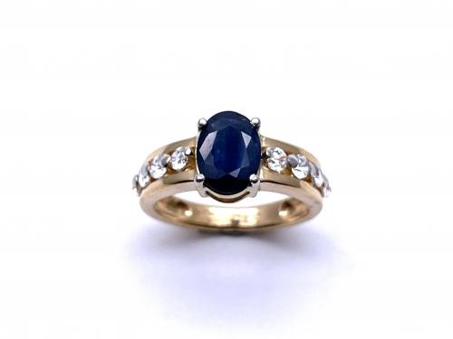 18ct Yellow Gold Sapphire & CZ Ring
