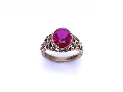 9ct Yellow Gold Synthetic Ruby Ring