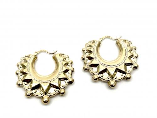 9ct Yellow Gold Creole Hoop Earrings 35mm