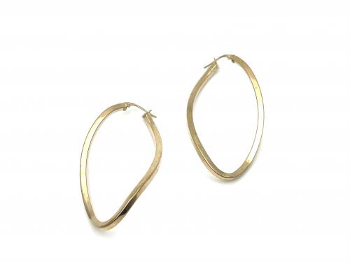 9ct Yellow Gold Twist Oval Hoops