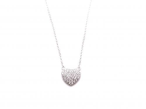 Silver CZ Heart Necklet 16 Inch