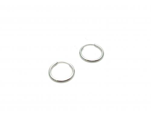 9ct White Gold Sleepers 10mm Pair