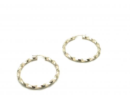 9ct Yellow Gold Twisted Hoop Earrings 40mm