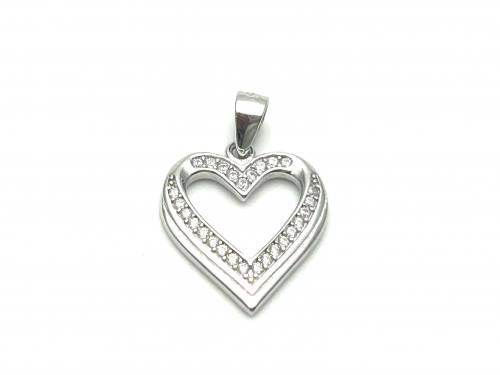 Silver C.Z Heart Pendant