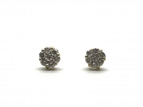 18ct Diamond Cluster Stud Earrings