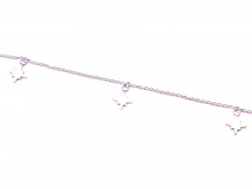 Silver North Star Charm Anklet 9-10.5 Inch