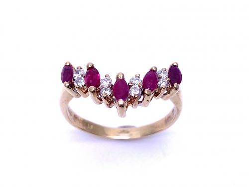 14ct Ruby & Diamond Wishbone Ring