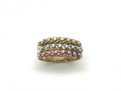 9ct Three Colour Keeper Ring