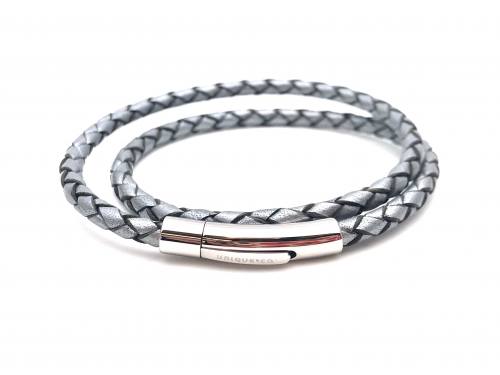 Leather Double Wrap Bracelet Steel Magnetic Clasp