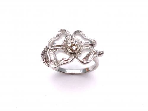 Silver CZ Flower Ring