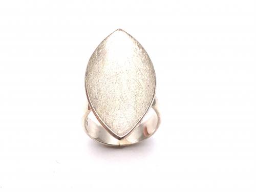 Silver Statement Brushed Effect Marquise Ring