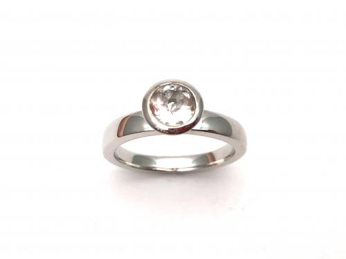 Silver White Topaz Solitaire Ring