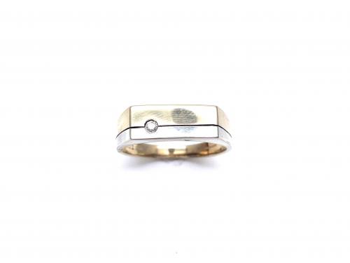 9ct 2 Colour Gold Diamond Signet Ring