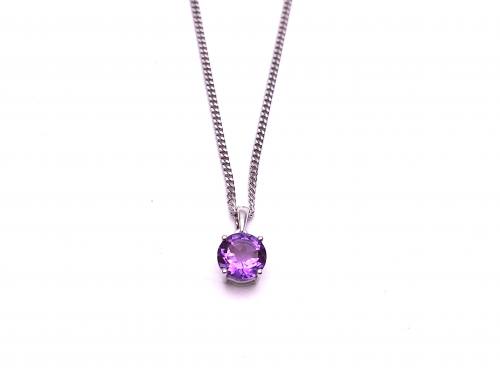 Silver Amethyst Pendant and Chain