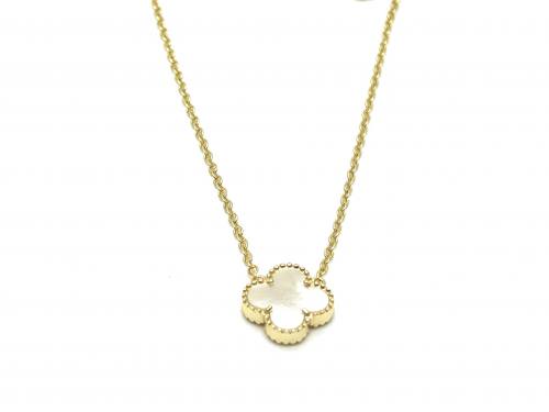 Silver Gold Plated Mother Of Pearl Clover Necklet